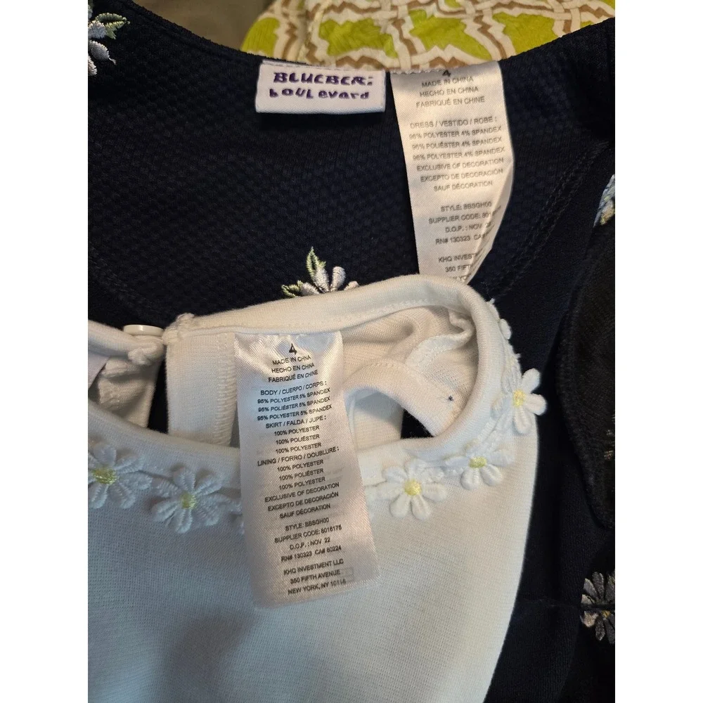 Blueberri Boulevard Girls Navy White Daisy Dress and Coat Set Size 4‎ BB5GH00